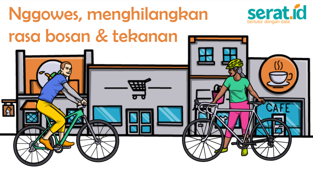[Ilustrasi] Gowes di Kota Semarang. (Serat.id/A. Arif)