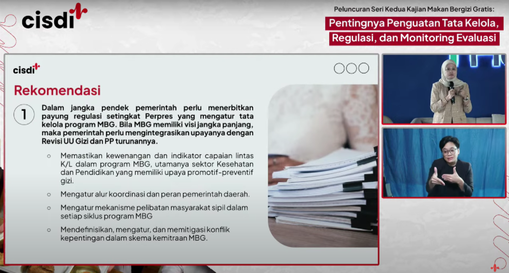 Tangkapan layar diskusi CISDI bertajuk Peluncuran Seri Kedua Kajian Makan Bergizi Gratis, Kamis, 7 Februari 2025